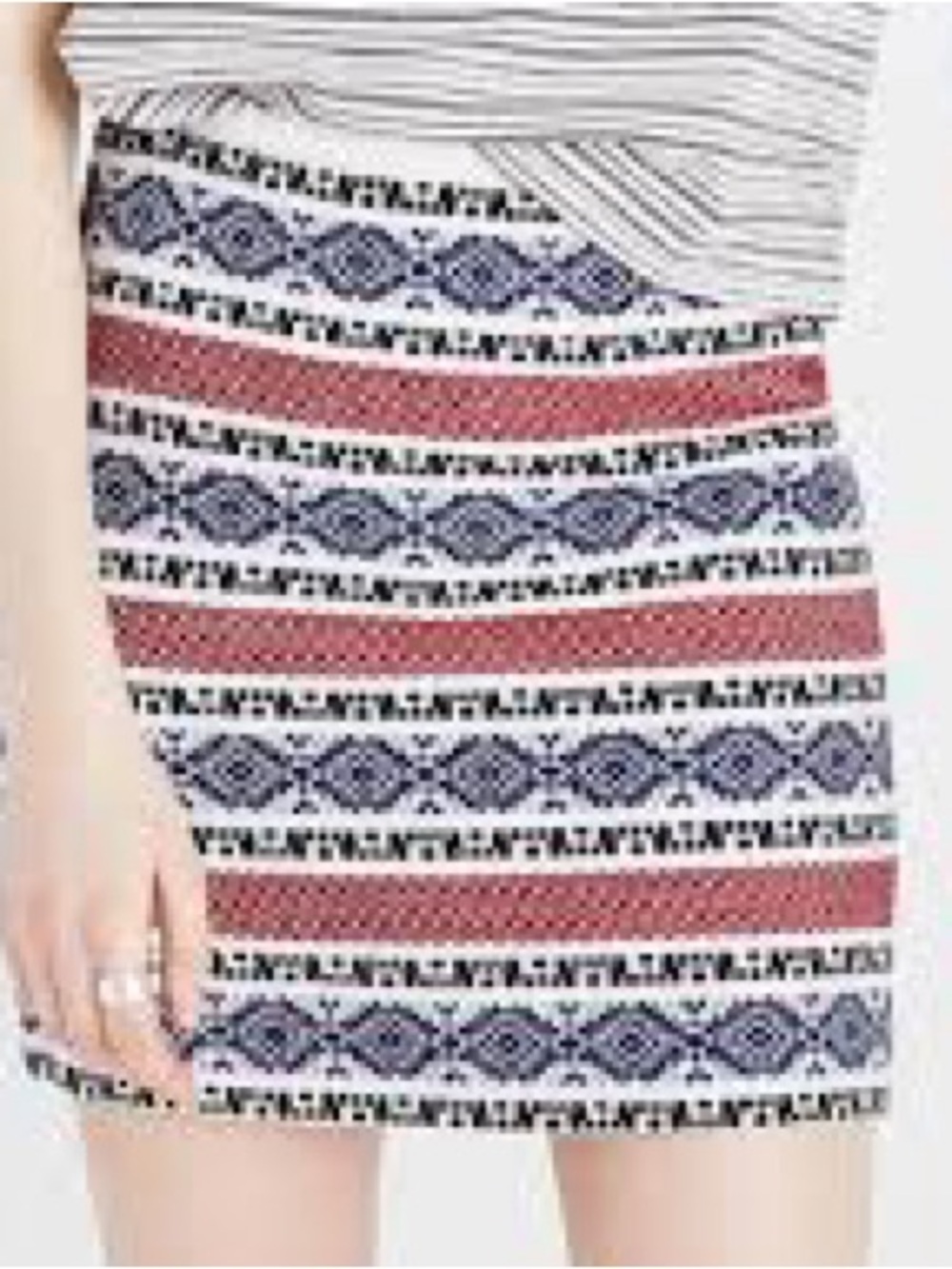 Madewell Red and Navy Geo Stripe Mini Skirt